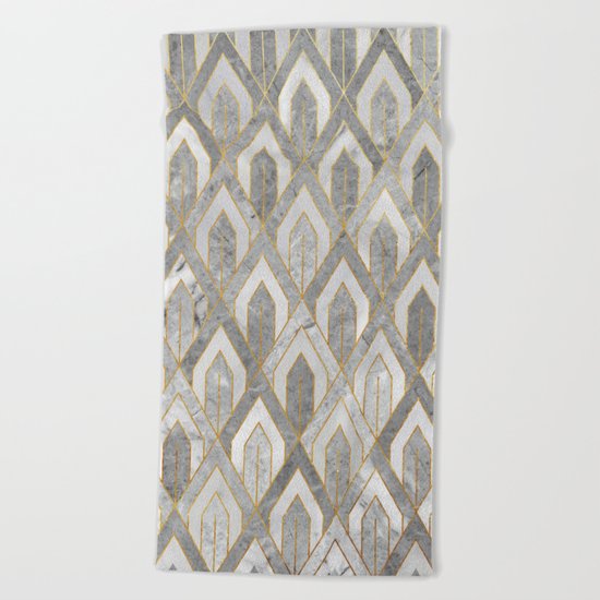 Art Deco Marble Pattern Beach Towel