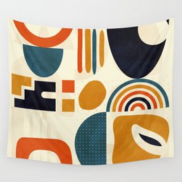 mid century shapes geometric abstract color 3 Wall Tapestry