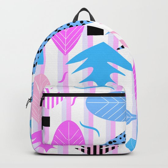 Leaf mix in pink and blue Backpack