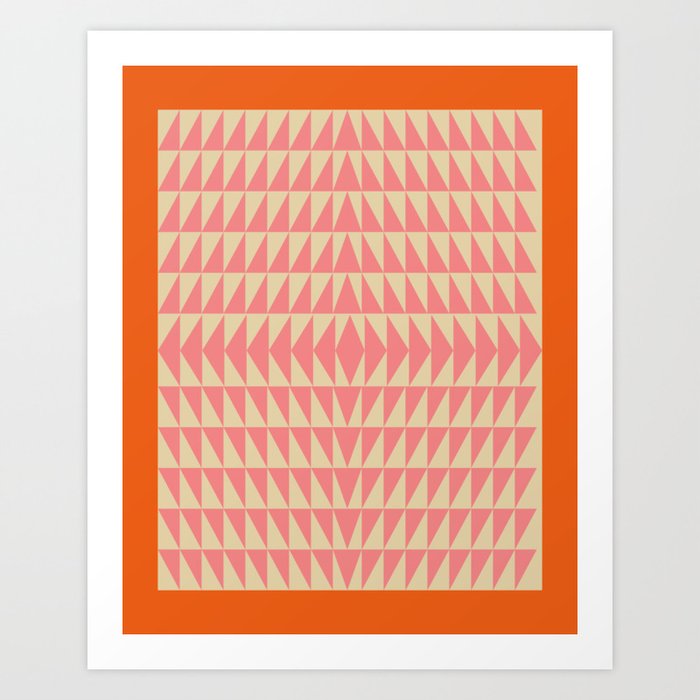 Bold Triangle Pattern in Pink and Orange Art Print