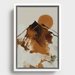 abstract mountains, rustic orange sunrise Framed Canvas