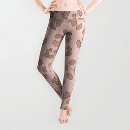 Brown Ocelot Imitation. Beige Panther Pattern. Fashion Camouflage. Spotted Leo Repeat. Trendy Panther Skin Pattern. Leggings