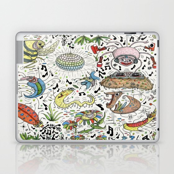 quirky garden dance party, bugs and flowers only! Laptop & iPad Skin