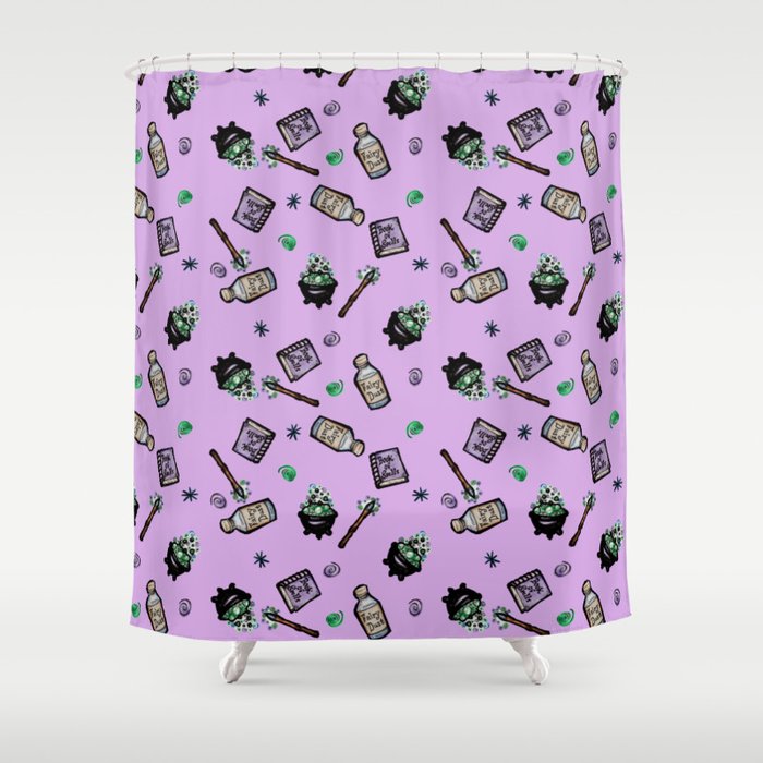 Purple Witches Brew & Fairy Dust Pattern Shower Curtain