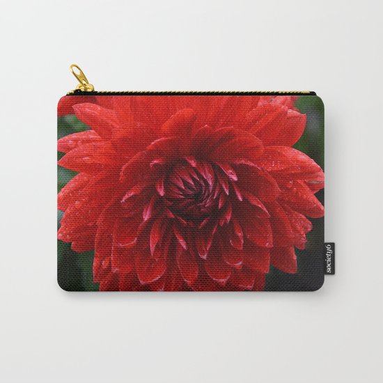 Fresh Rain Drops - Red Dahlia Carry-All Pouch