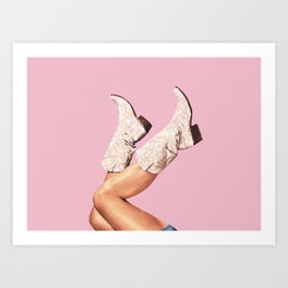 These Boots - Glitter Pink L Art Print