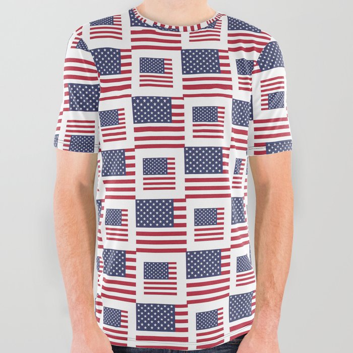 flag of the usa -with square All Over Graphic Tee