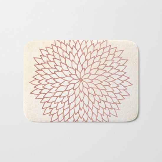 Mandala Flower Rose Gold on Cream Bath Mat
