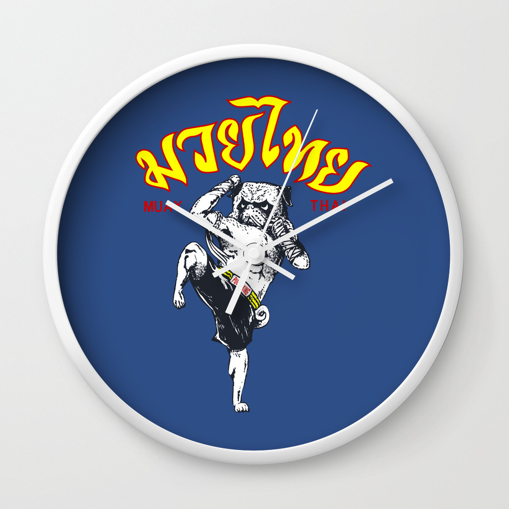 Pug Muay Thai Wall Clock By Pugsgym Society6