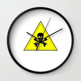 Skull Hazard Sign Danger Caution Wall Clock