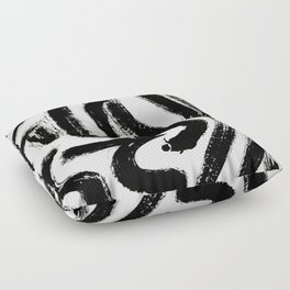 Black and White Abstract Pattern 1: A minimal black and white pattern by Alyssa Hamilton Art Floor Pillow