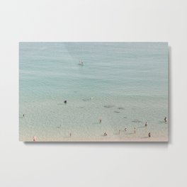 Summertime Beach Bliss - Aerial Beach Ocean Sea photography by Ingrid Beddoes Metal Print | Photo, Pastelbeach, Swimming, Beachprint, Lightblueocean, Aerialphotography, Ingrid Beddoes, Clearwatersea, Aerialseaphoto, Aerialoceanprint 
