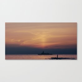 Dutch Navy ship at the sunset Canvas Print