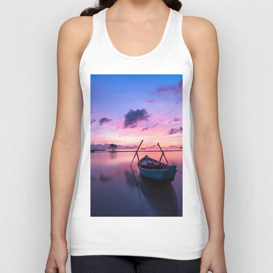 Boat and Sunrise Unisex Tank Top