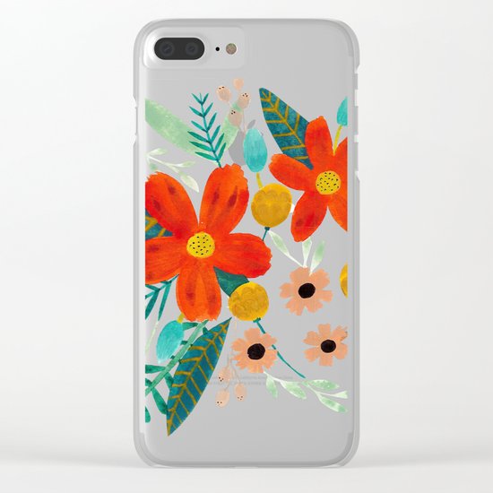 Red Flowers Clear iPhone Case