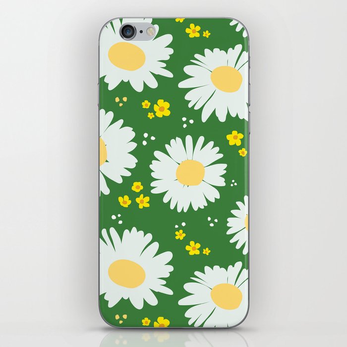 Spring Daisies 001 on Green iPhone Skin