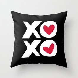 XOXO in Black and White with Red Heart Throw Pillow