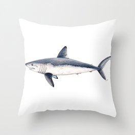 Porbeagle shark (Lamna nasus) Throw Pillow