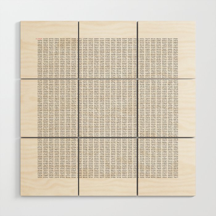 The Number Pi to 10000 digits Wood Wall Art