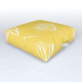 White and Yellow Flower Graphic Design Outdoor Floor Cushion