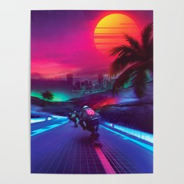 Synthwave Midnight Outrun Poster
