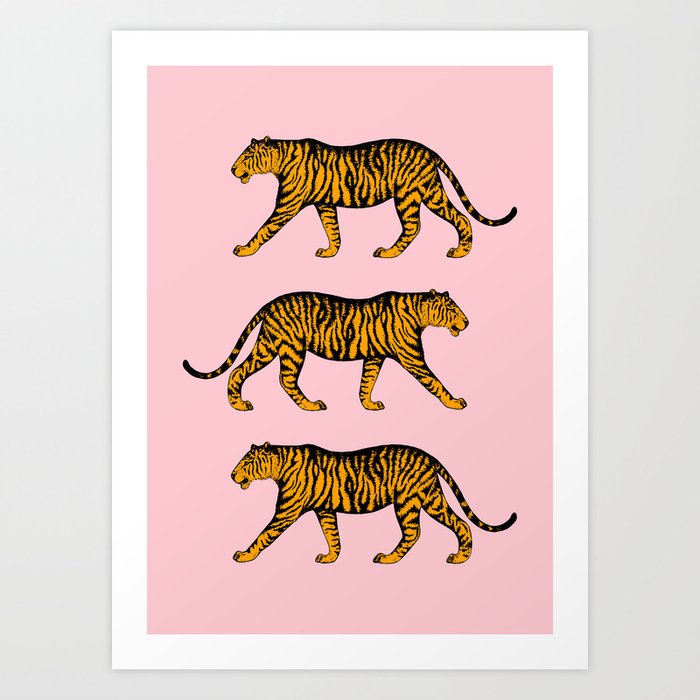 Tigers (Pink and Marigold) Art Print
