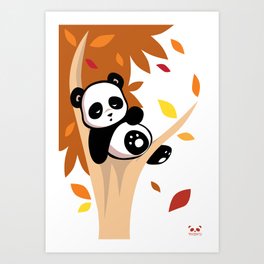 Sleepy Panda in a Tree Art Print