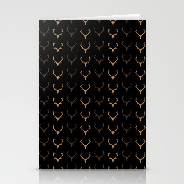 Deer Antler Pattern brown dark mode Stationery Cards