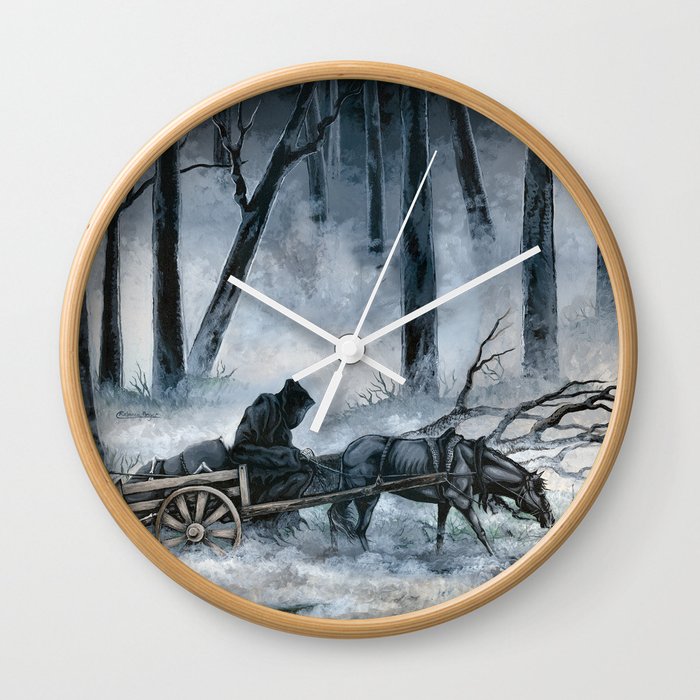 Grim Reaper with Horse in the Woods Wall Clock