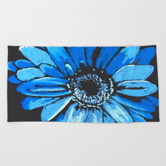 Blue flower Beach Towel