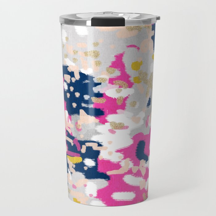 Michel - Abstract, girly, trendy art with pink, navy, blush, mustard for cell phones, dorm decor etc Travel Mug