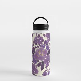 Elegant ivory gold lavender purple watercolor floral  Water Bottle