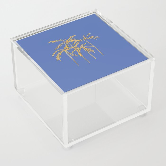 PalmTree - Blue Yellow Minimalistic Line Art Design Pattern Acrylic Box