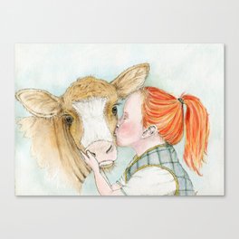 Cow Smooch Canvas Print