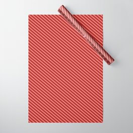 [ Thumbnail: Red & Salmon Colored Pattern of Stripes Wrapping Paper ]