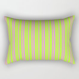 [ Thumbnail: Light Green & Violet Colored Pattern of Stripes Rectangular Pillow ]