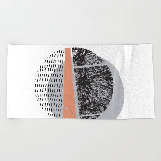 Abstract circles in peach and black Beach Towel