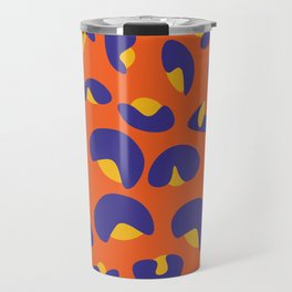 Abstract Seamless Leopard Print Pattern - Dark Slate Blue and Halloween Orange Travel Mug