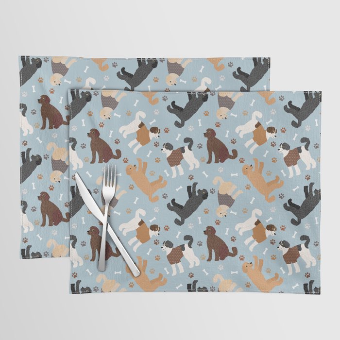 Labradoodle / Goldendoodle Dog Paws and Bones Pattern Placemat