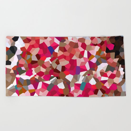 Ruby Red Heart Moon Love Beach Towel