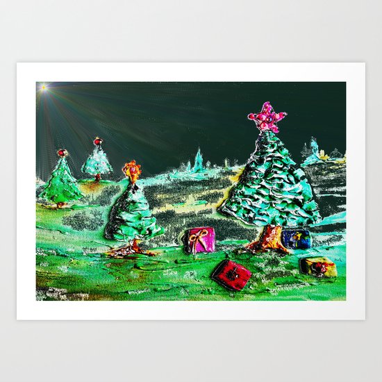 Nightime, Neon, Christmas Delight Art Print