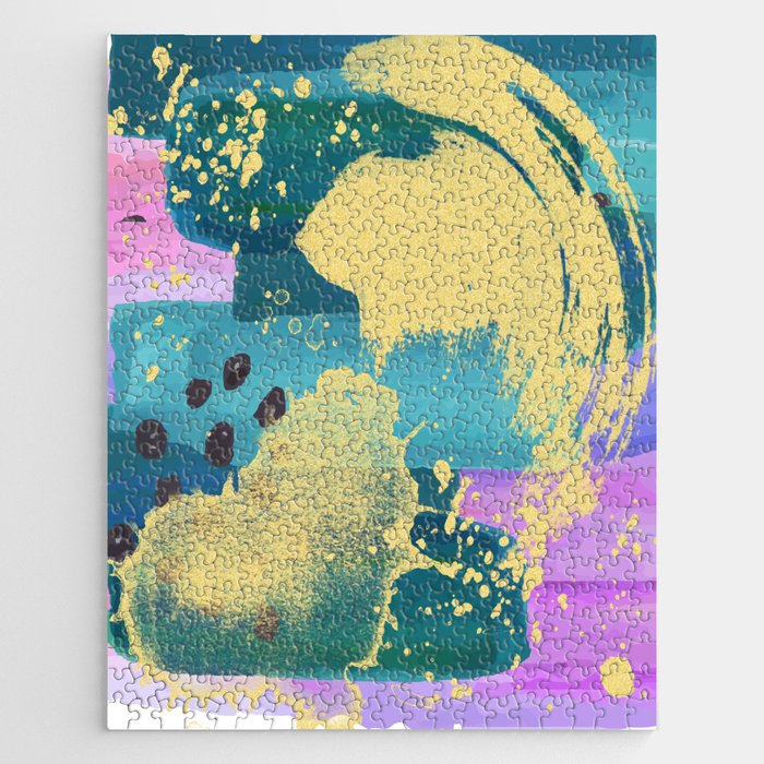 Abstract design - blue purple and gold Jigsaw Puzzle