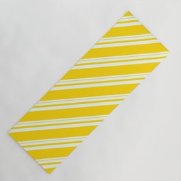[ Thumbnail: Mint Cream & Yellow Colored Striped Pattern Yoga Mat ]