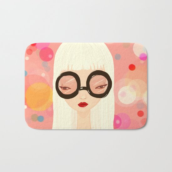 Girl with big glasses (II) Bath Mat