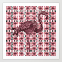 Modern Flamingo Art Print | Funky, Fun, Neoncolours, Modern, Retro, Playful, Pattern, Cool, Deco, Vibrant 