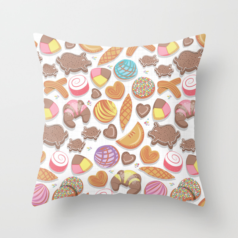Mexican Sweet Bakery Frenzy White Background Pastel Colors Pan Dulce Throw Pillow By Selmacardoso Society6