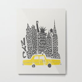 New York City Metal Print | New, Newyork, Ny, Landmarks, Statueofliberty, Taxicab, Graphicdesign, Pop Art, City, York 