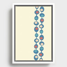 Mid Century Modern Baubles in Light Yellow and Celadon Blue Framed Canvas