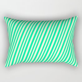 [ Thumbnail: Light Yellow and Green Colored Lined/Striped Pattern Rectangular Pillow ]