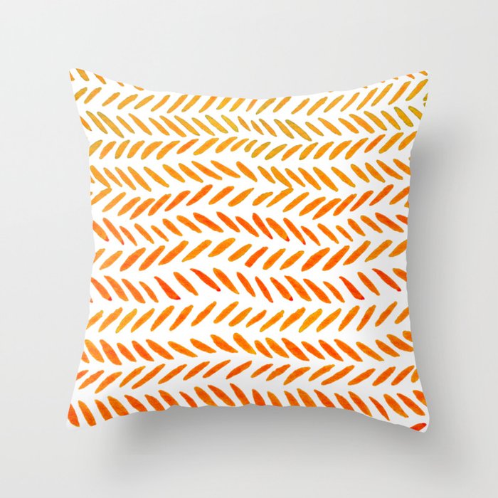 Watercolor knitting pattern - orange Throw Pillow